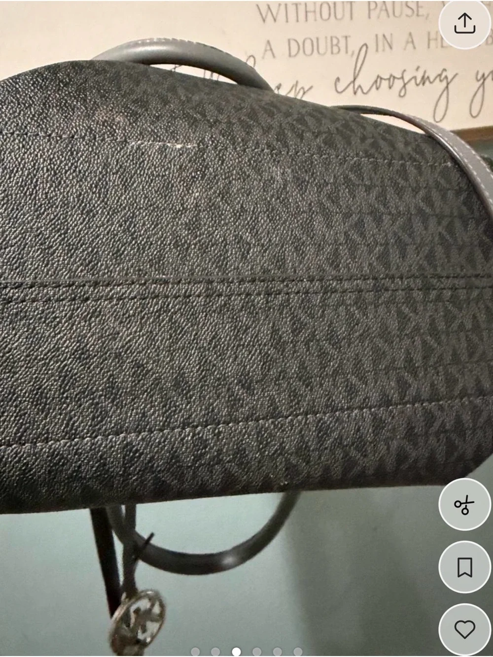 Michael Kors Black and Gray Logo Satchel with MK Charm